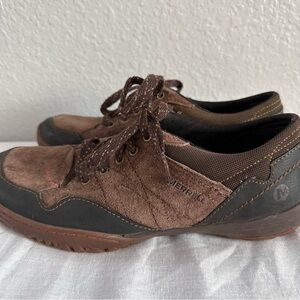 Merrell Espresso Suede Trail Shoes Women’s 8 Brown Lace-Up Hiking Sneakers